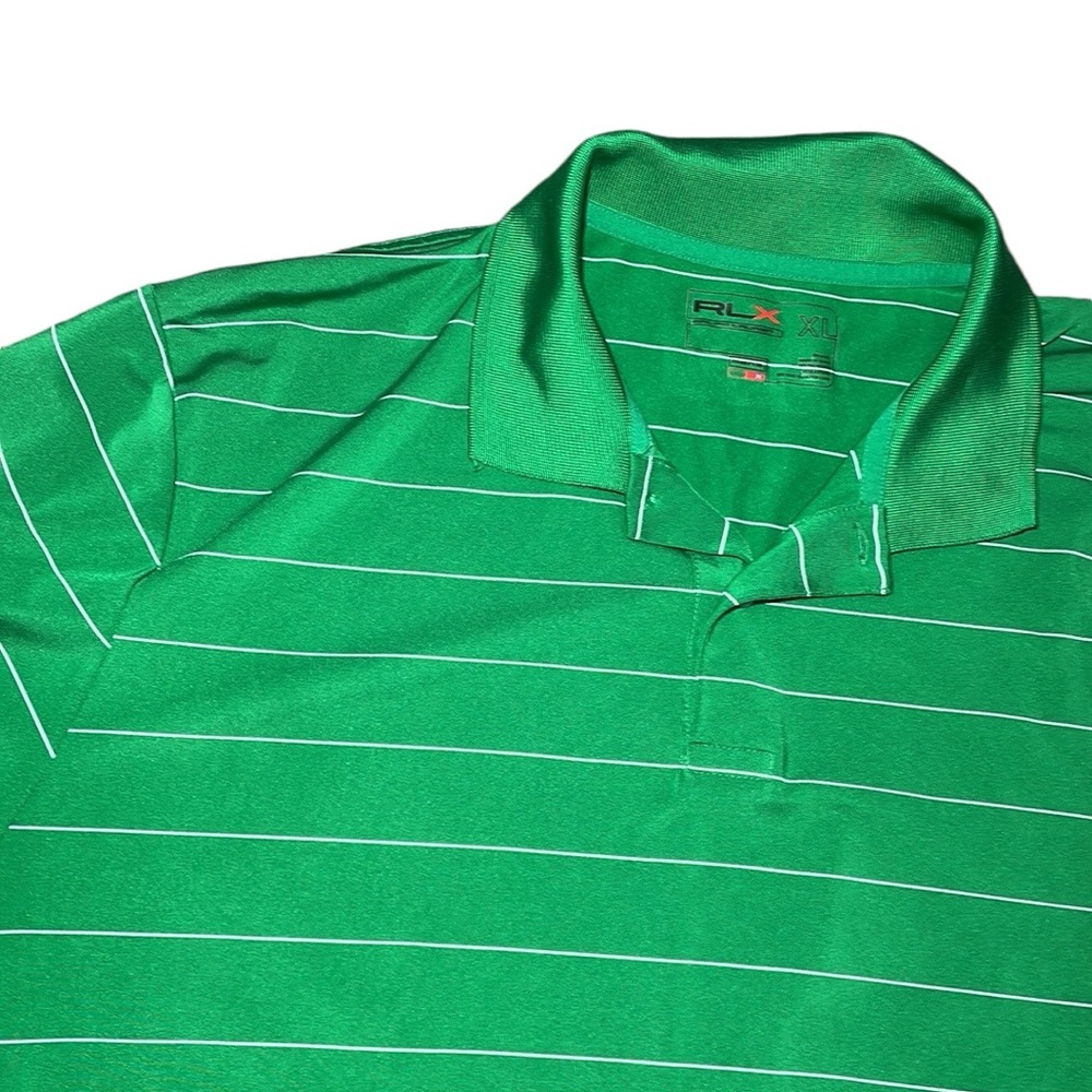 RLX Ralph Lauren Polo Shirt Mens‎ XL Green Excellent Striped Performance Golf